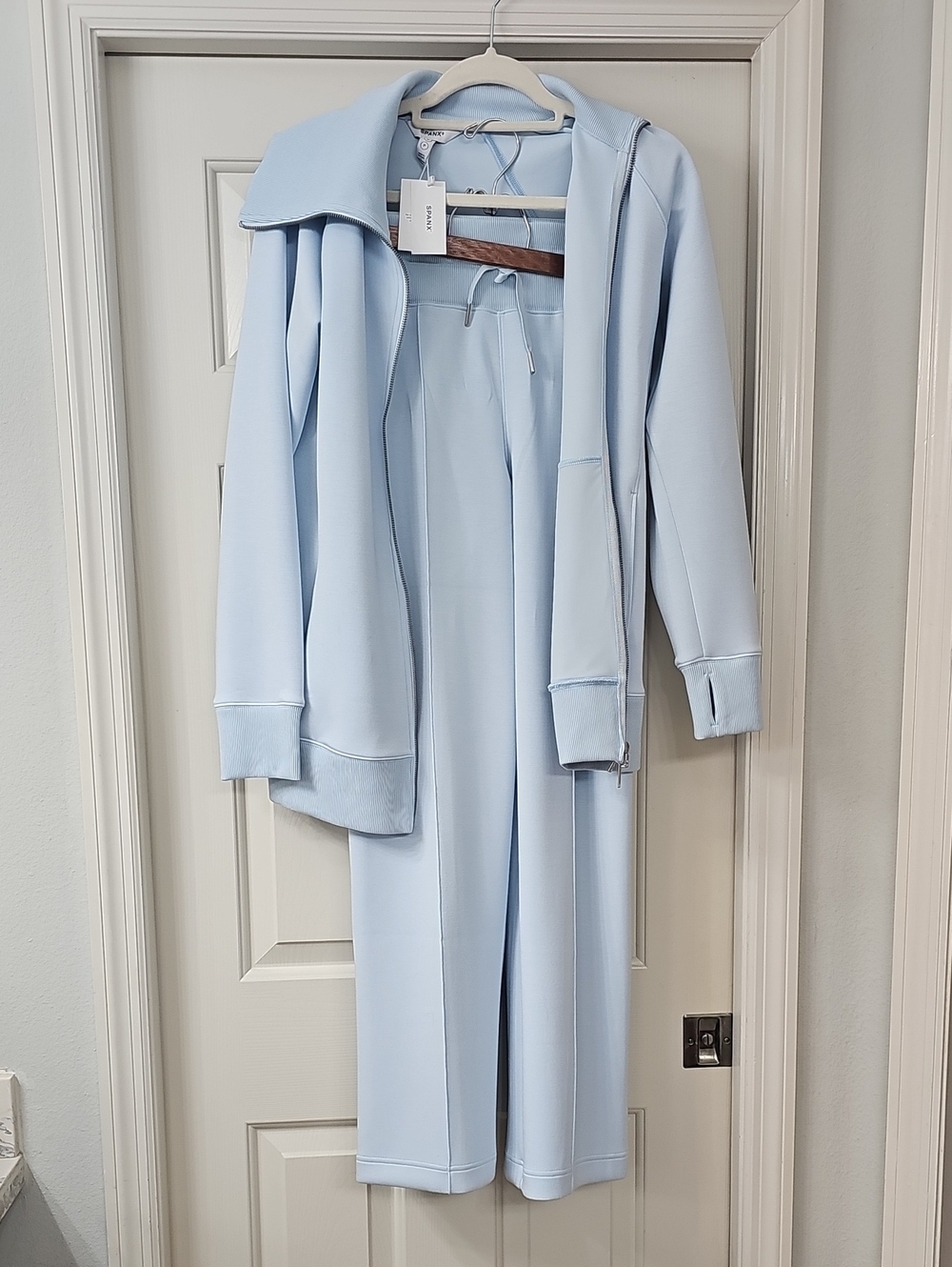 SPANX Light Blue Wide Leg Pants with Matching Jacket